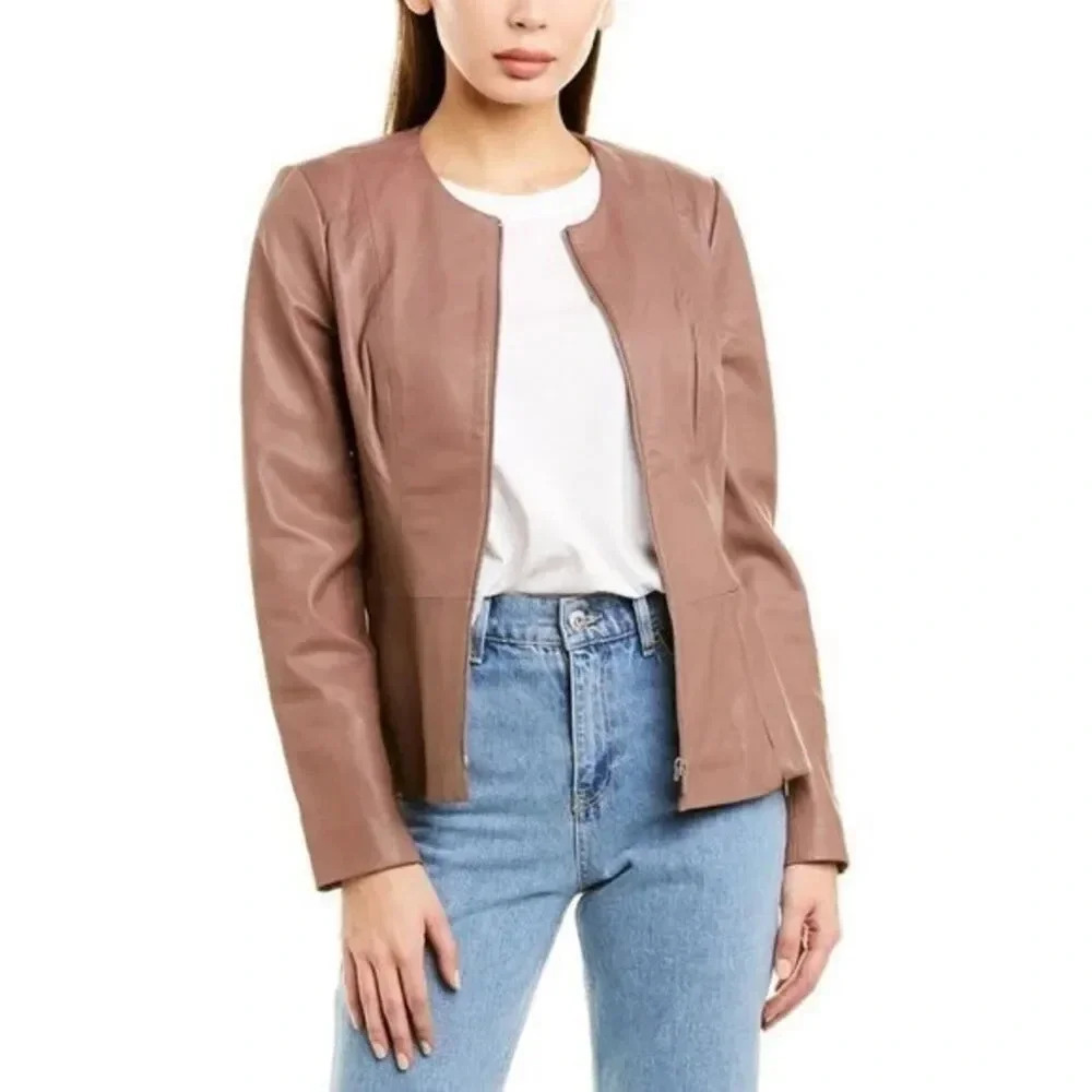 NWT Badgley Mischka Peplum Leather Jacket
